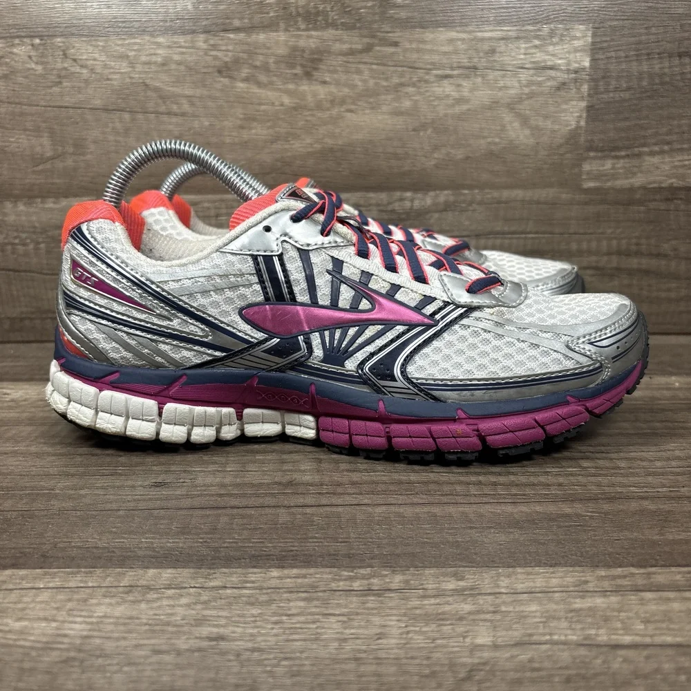 Brooks Adrenaline GTS 14 Silver Purple Womens Size 10 1201511B581 Running Shoes